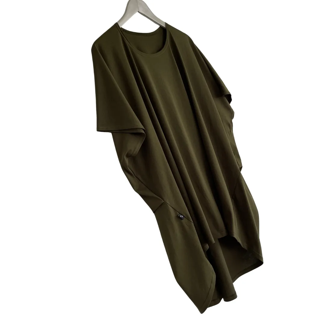 Cotton Folded Drape Tee Khaki