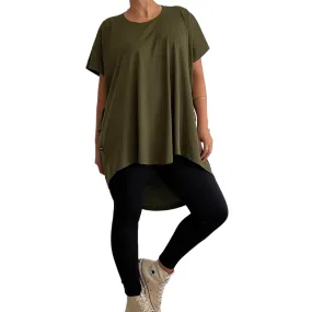 Cotton Folded Drape Tee Khaki