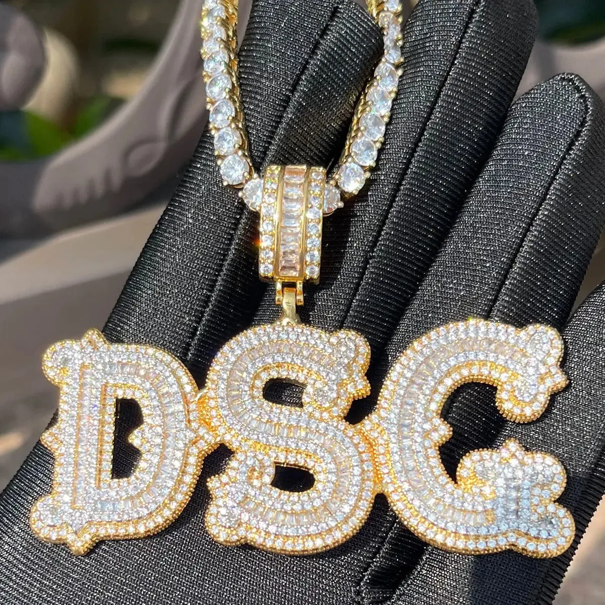 Custom Iced Out Western Font Pendant