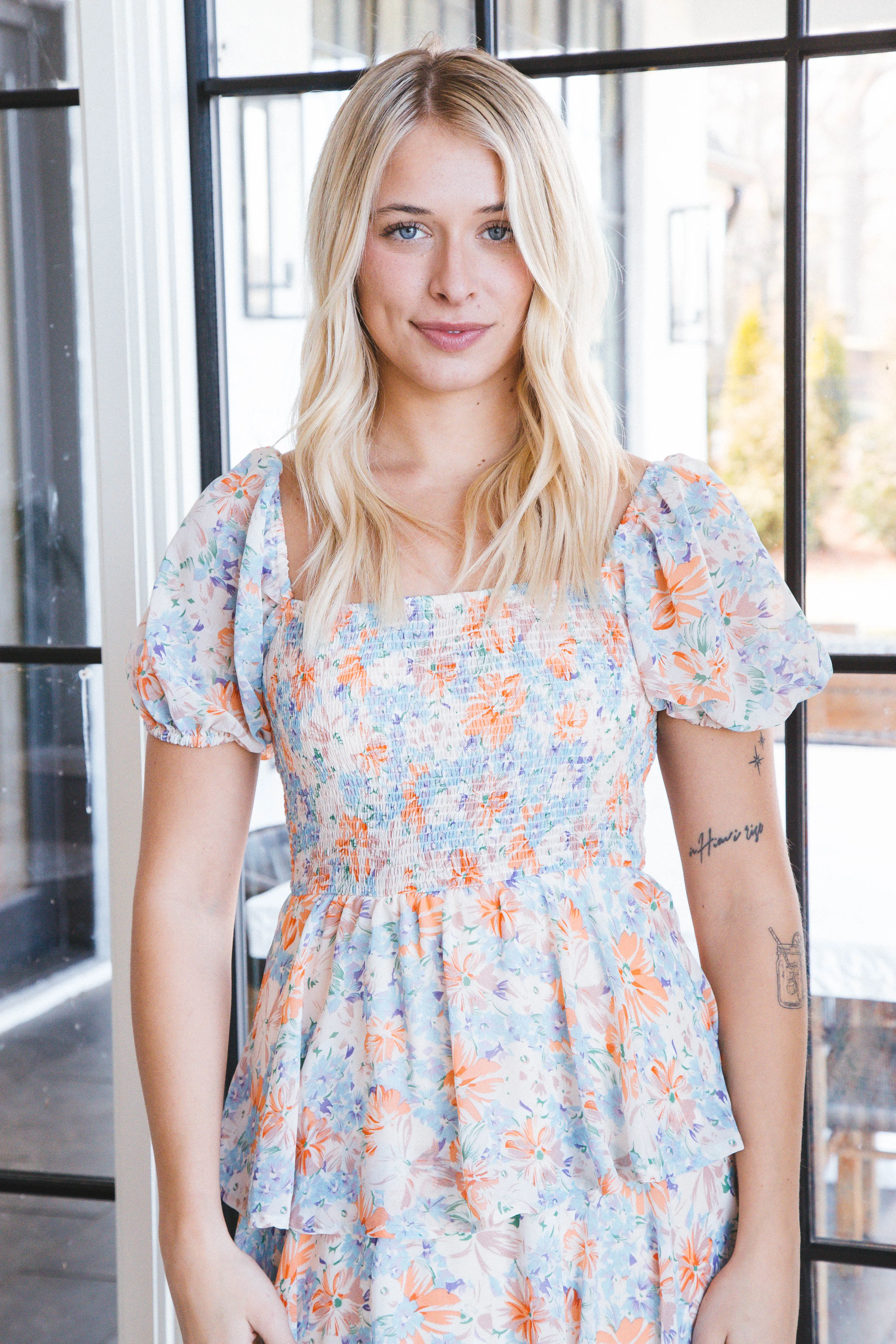 Cynthia Floral Maxi Dress, Orange Combo