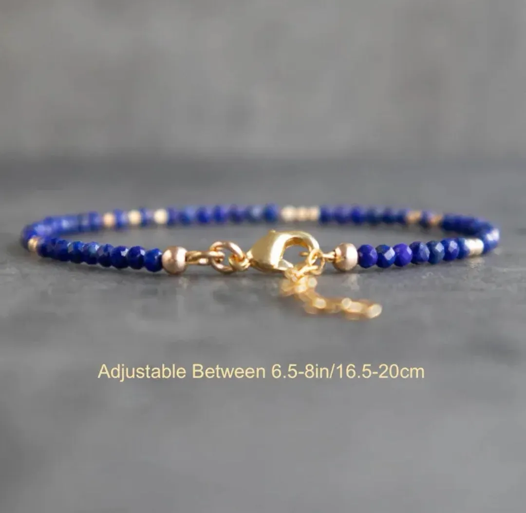 Dainty Blue Lapis Lazuli Gemstone Bracelet