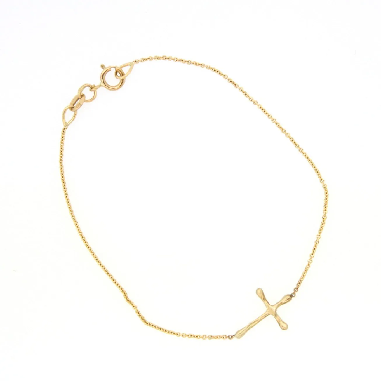 Dainty Gold Sideways Cross Bracelet