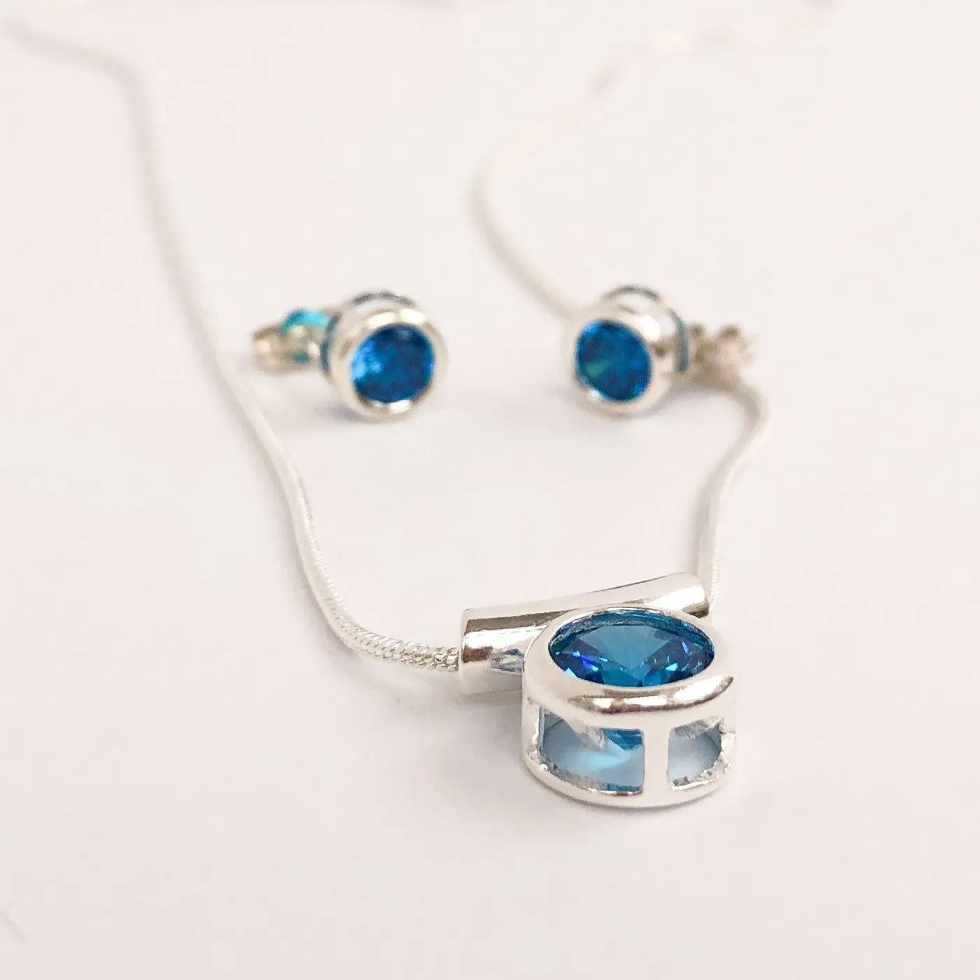 December Blue Zircon CZ Birthstone Necklace