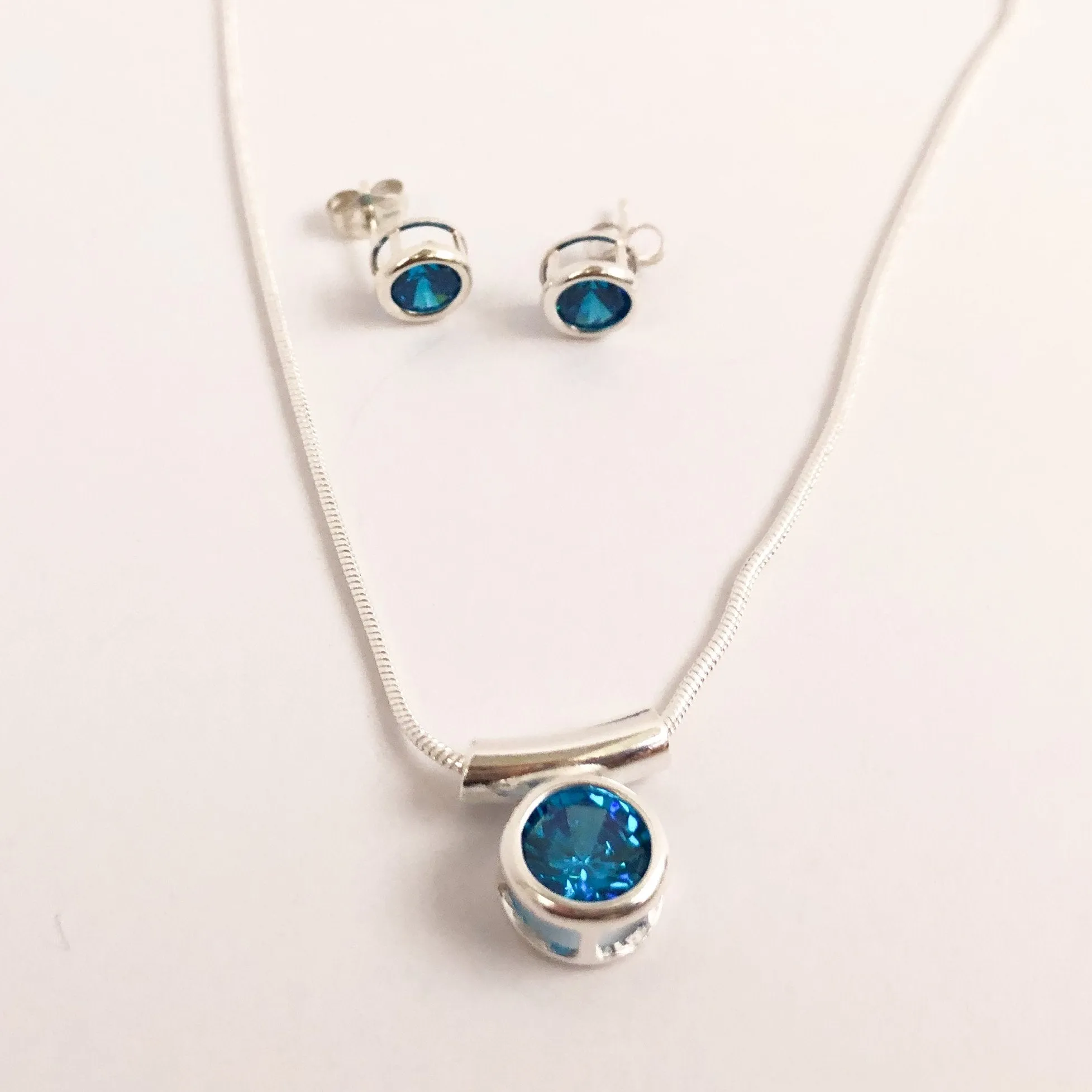 December Blue Zircon CZ Birthstone Necklace