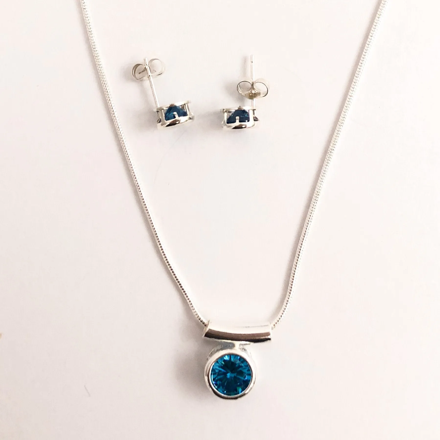 December Blue Zircon CZ Birthstone Necklace