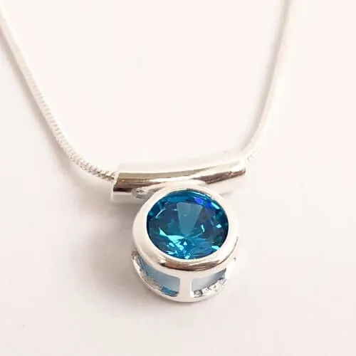 December Blue Zircon CZ Birthstone Necklace