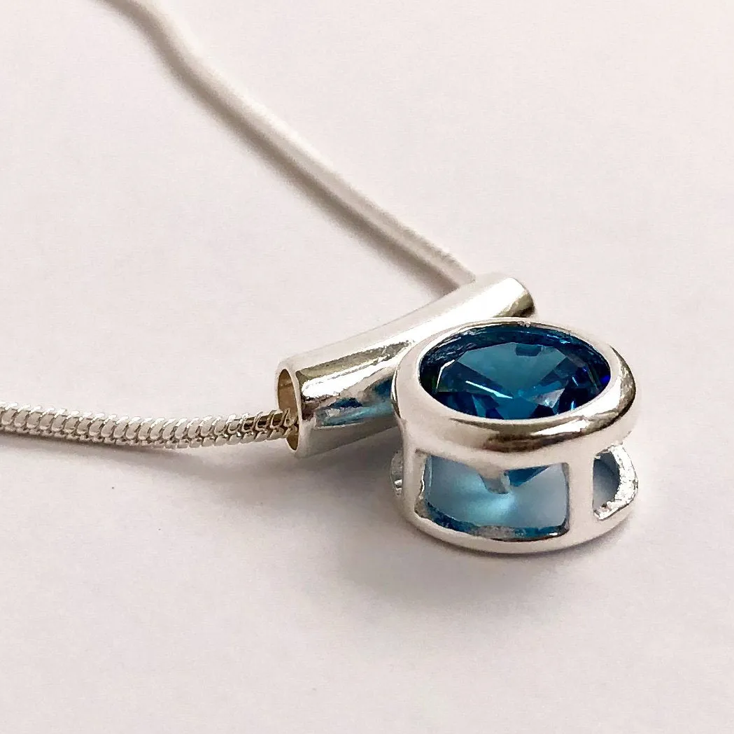 December Blue Zircon CZ Birthstone Necklace