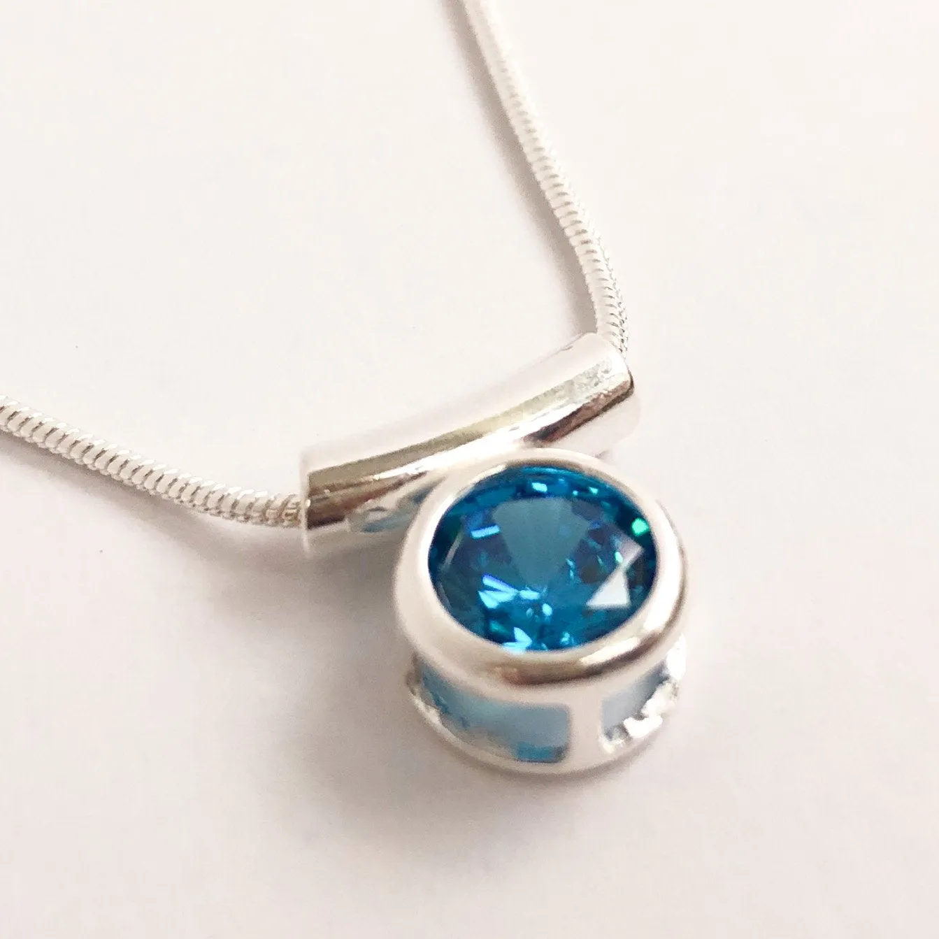 December Blue Zircon CZ Birthstone Necklace