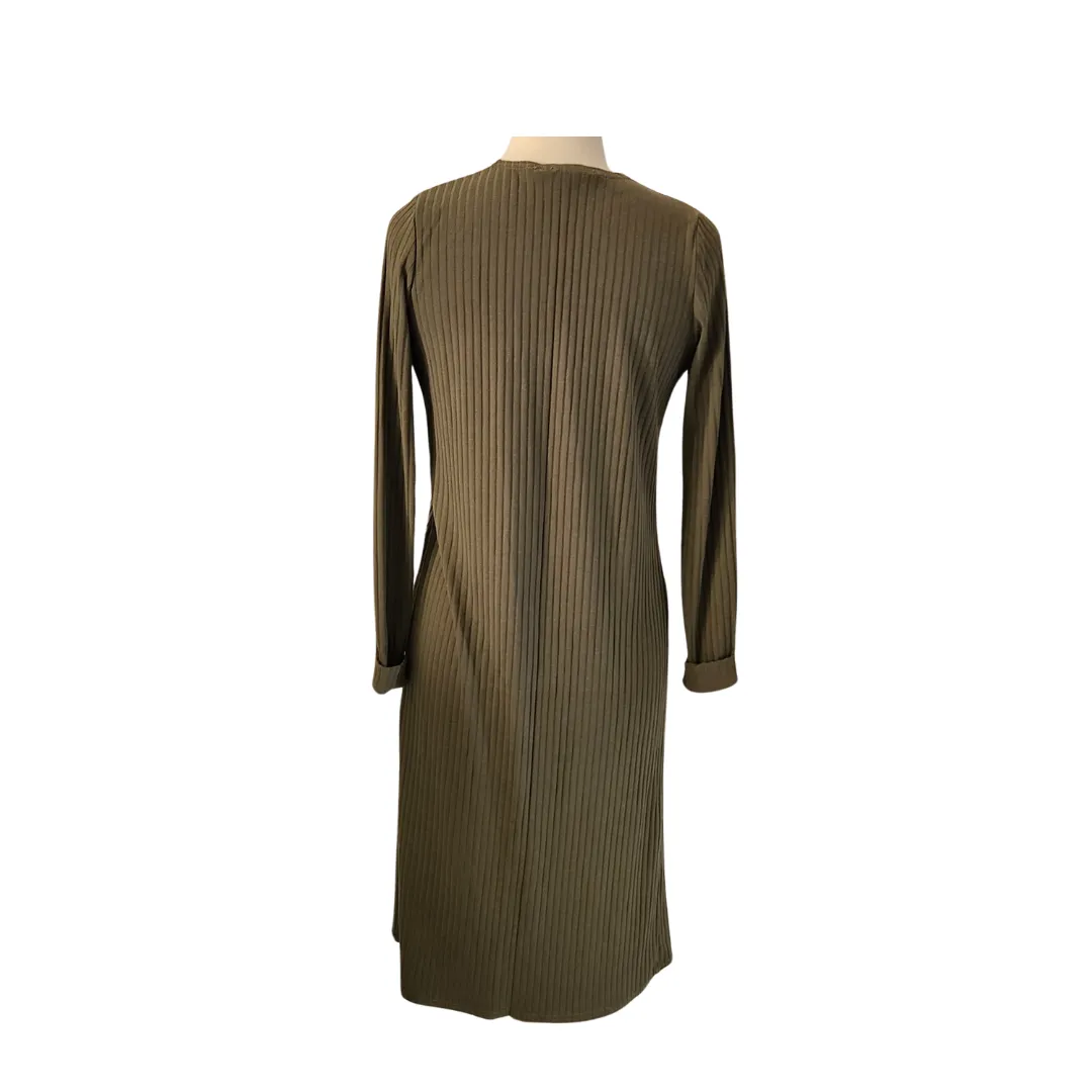 Dorothy Perkins Green Ribbed Front-open Long Cardigan | Like New |