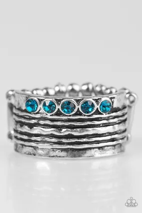 Drink It In Silver and Blue Gem Ring - Paparazzi Accessories