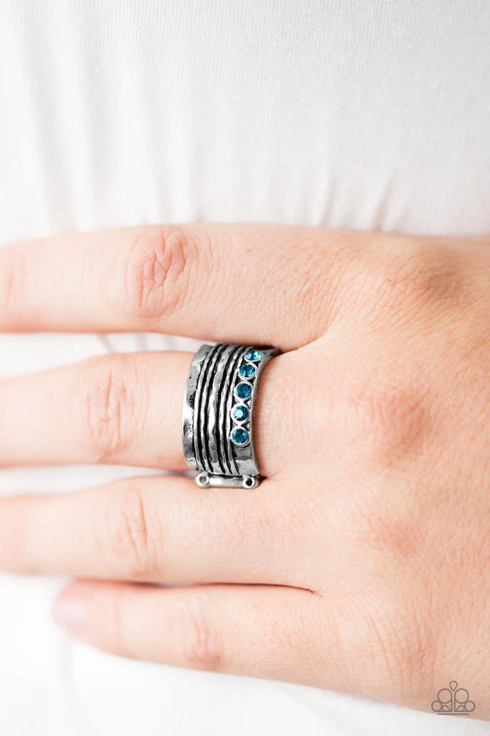 Drink It In Silver and Blue Gem Ring - Paparazzi Accessories