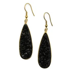 Druzy Collection - Raven Quartz Drop Earrings