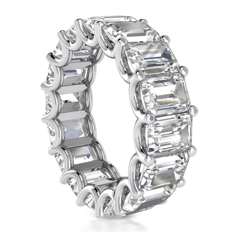 ECLAT 6 Carat Emerald-Cut Diamond Eternity Ring in 14K 18K Gold or Platinum  35 pointer G Color VS1 Clarity Shared Prong Band By Mike Nekta NYC size 6