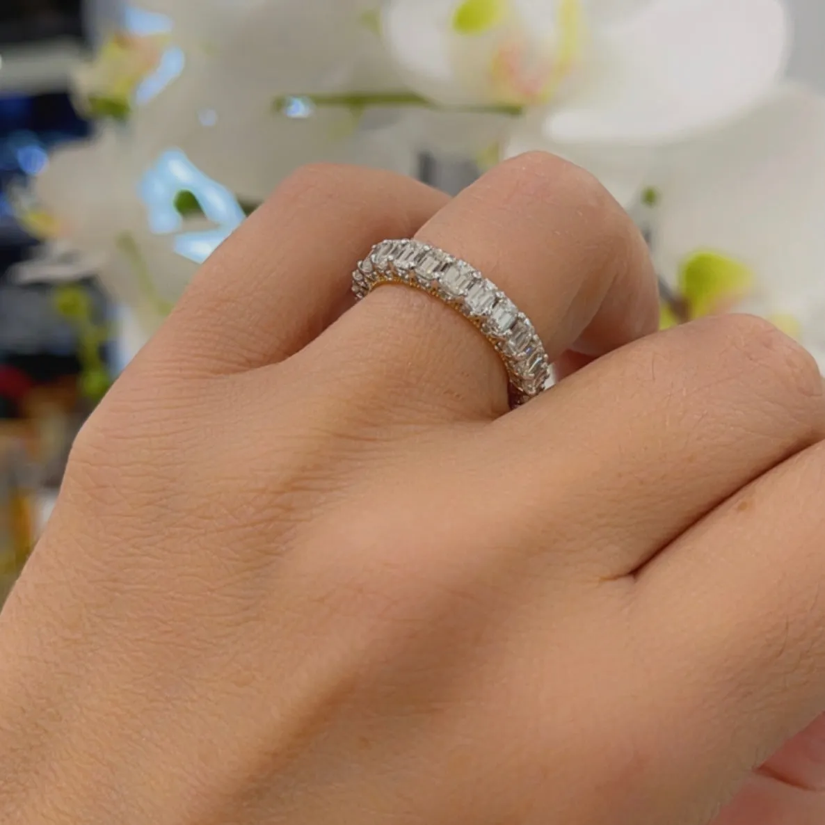 Emerald Cut Eternity Band