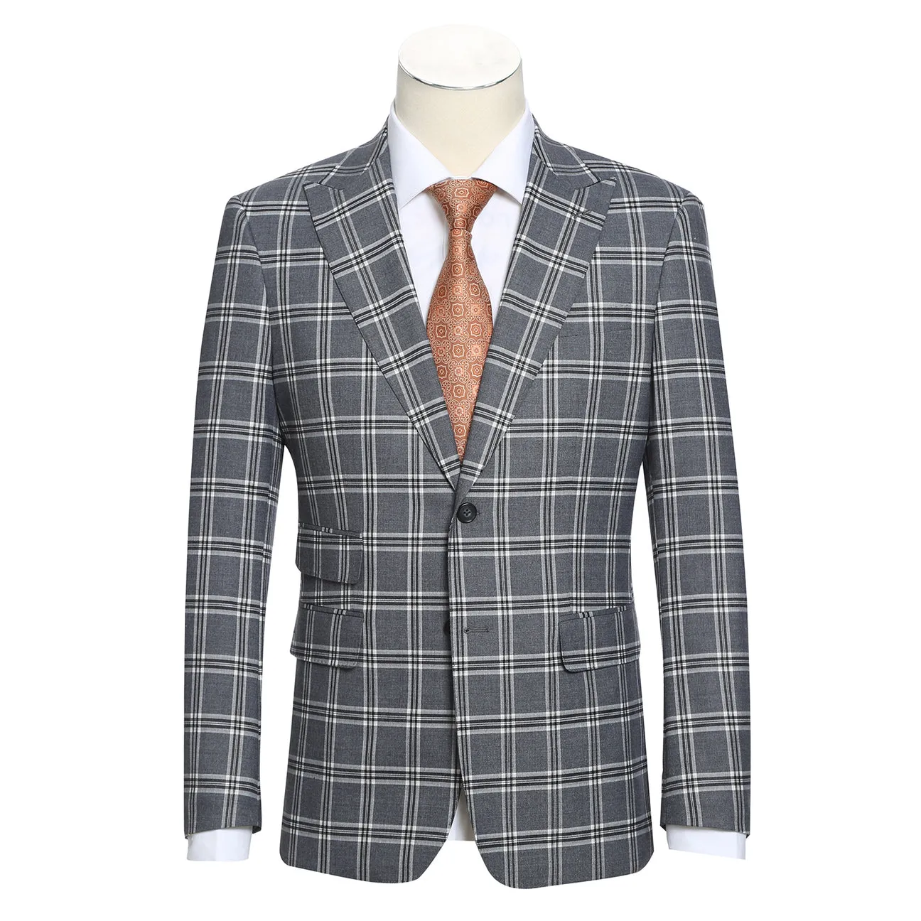 ENGLISH LAUNDRY Dimgray with White Check Peak Suit 72-60-001