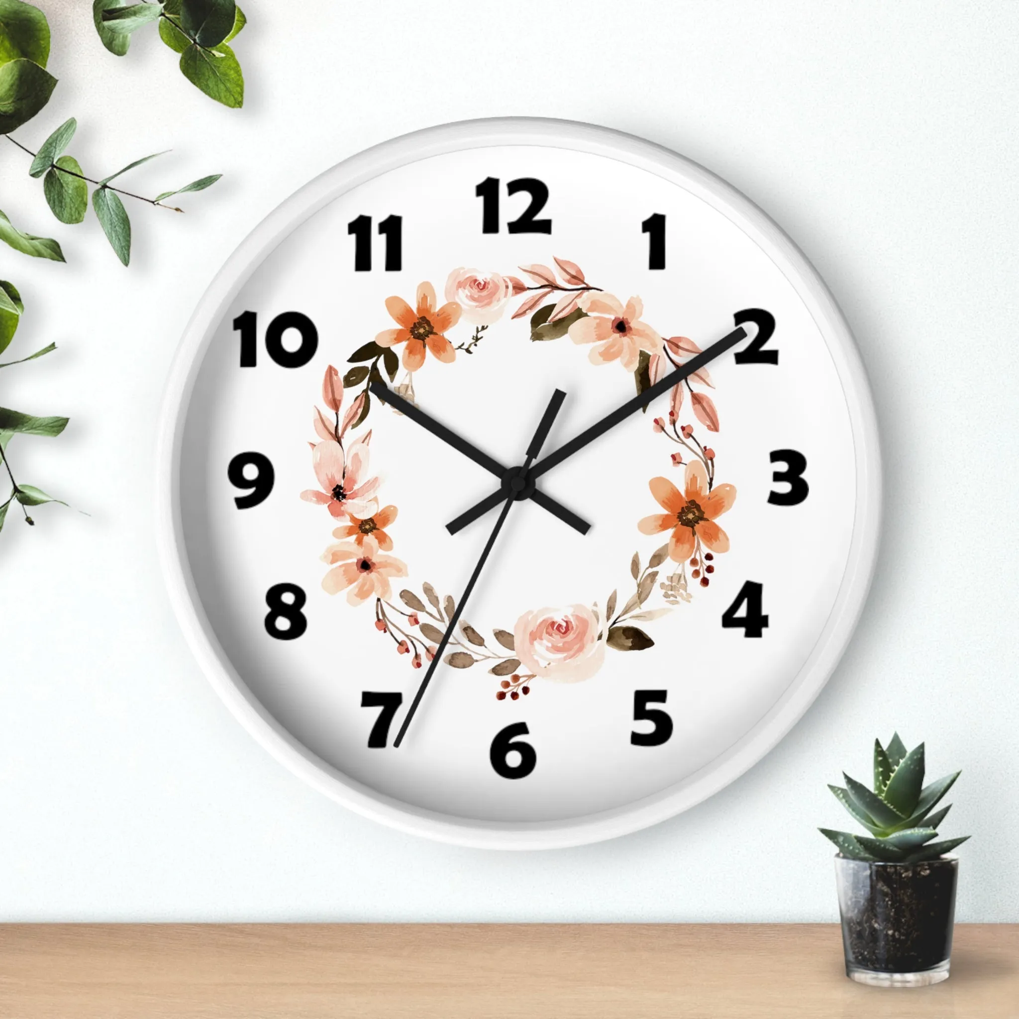 Flower Circle Wall Clock, Flower Ring Wall Clock