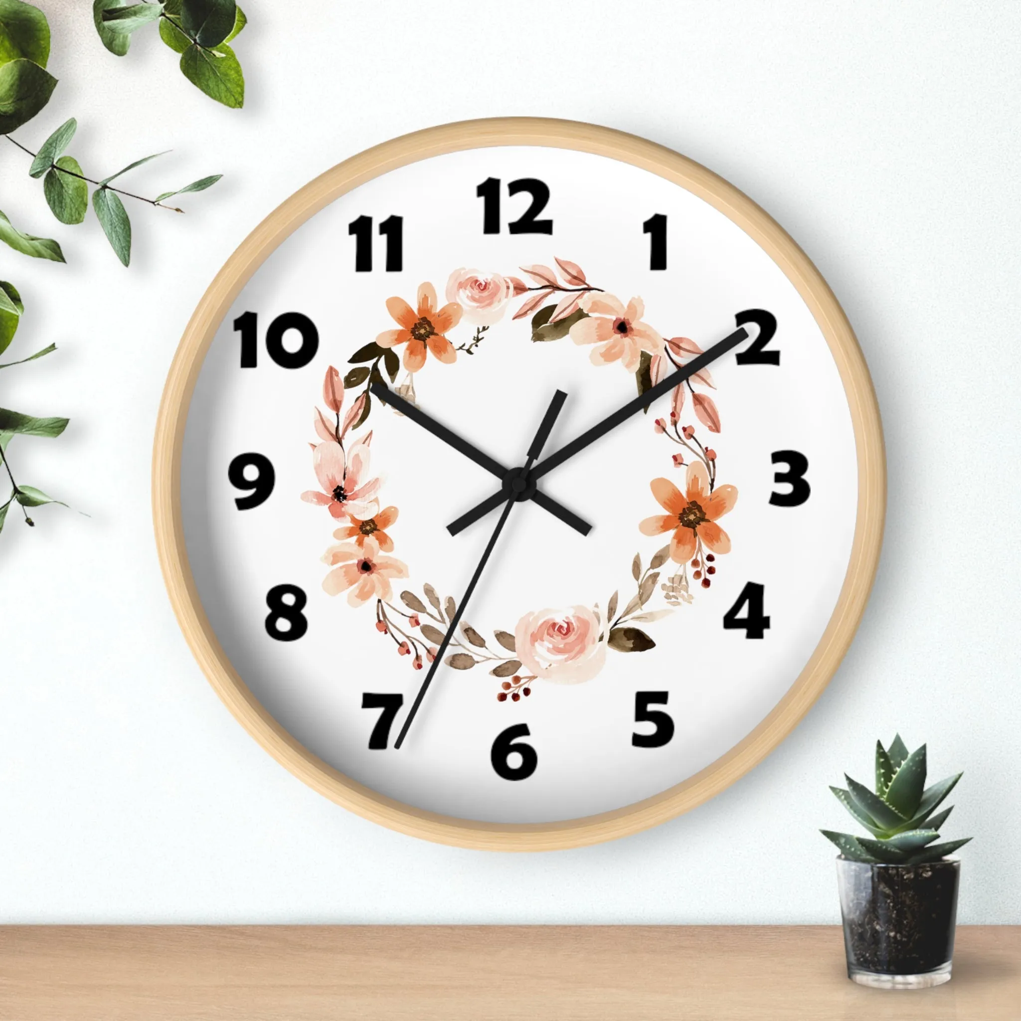 Flower Circle Wall Clock, Flower Ring Wall Clock