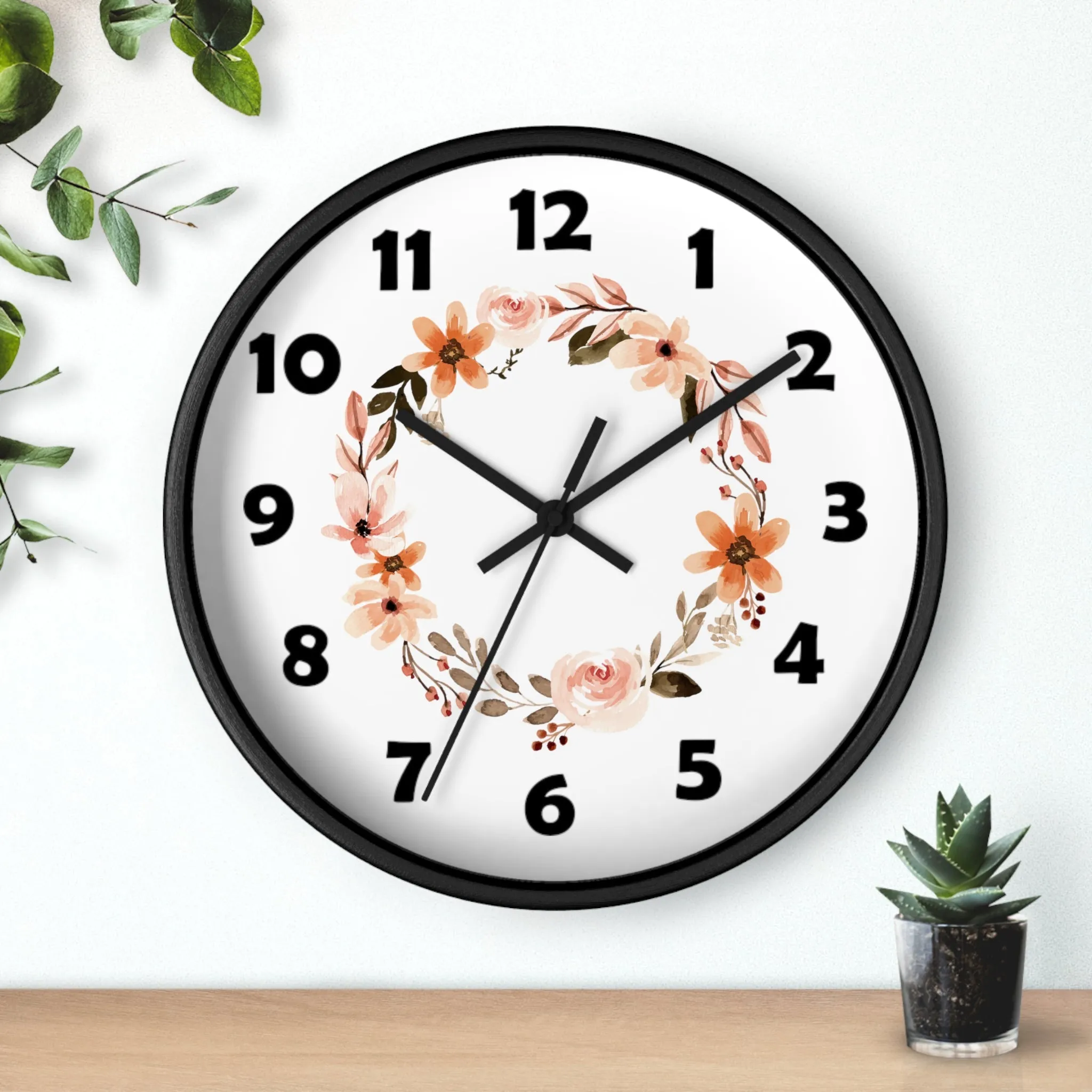 Flower Circle Wall Clock, Flower Ring Wall Clock