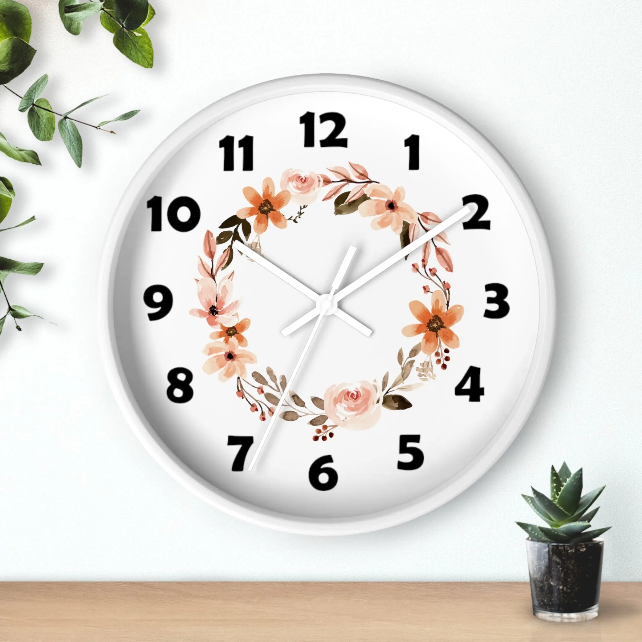 Flower Circle Wall Clock, Flower Ring Wall Clock