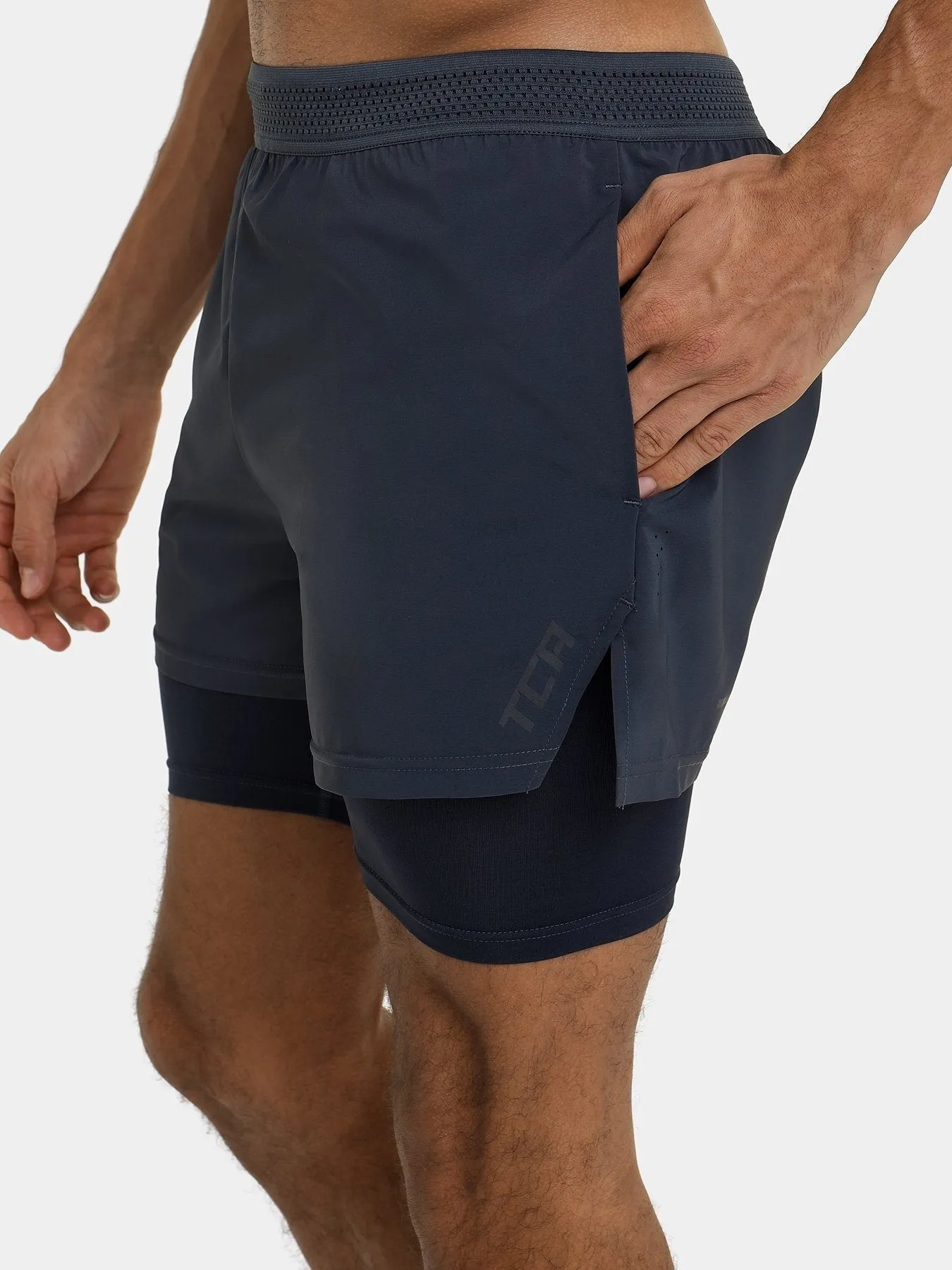 Flyweight 2-in-1 Running Short For Men With Side & Back Zip Pockets & Internal Compression Lining With Pocket