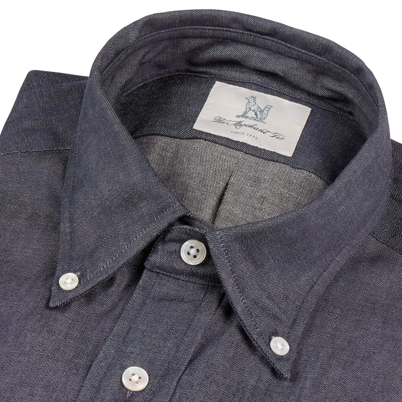 Fox Dark Chambray Blue Button-Down Casual Shirt