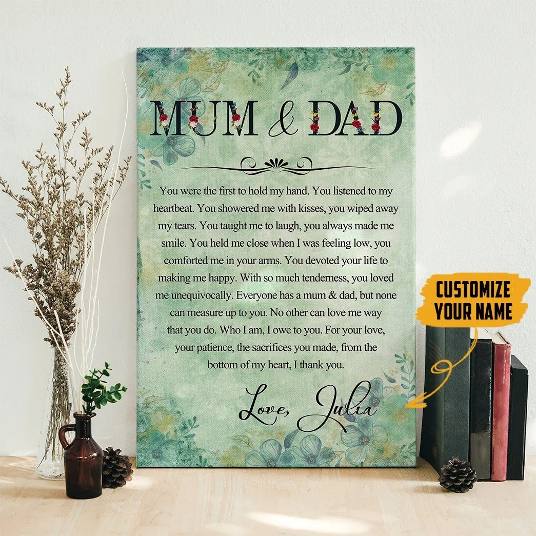 Gearhuman 3D Dear Mom And Dad Mothers Fathers Day Gift Custom Name Canvas