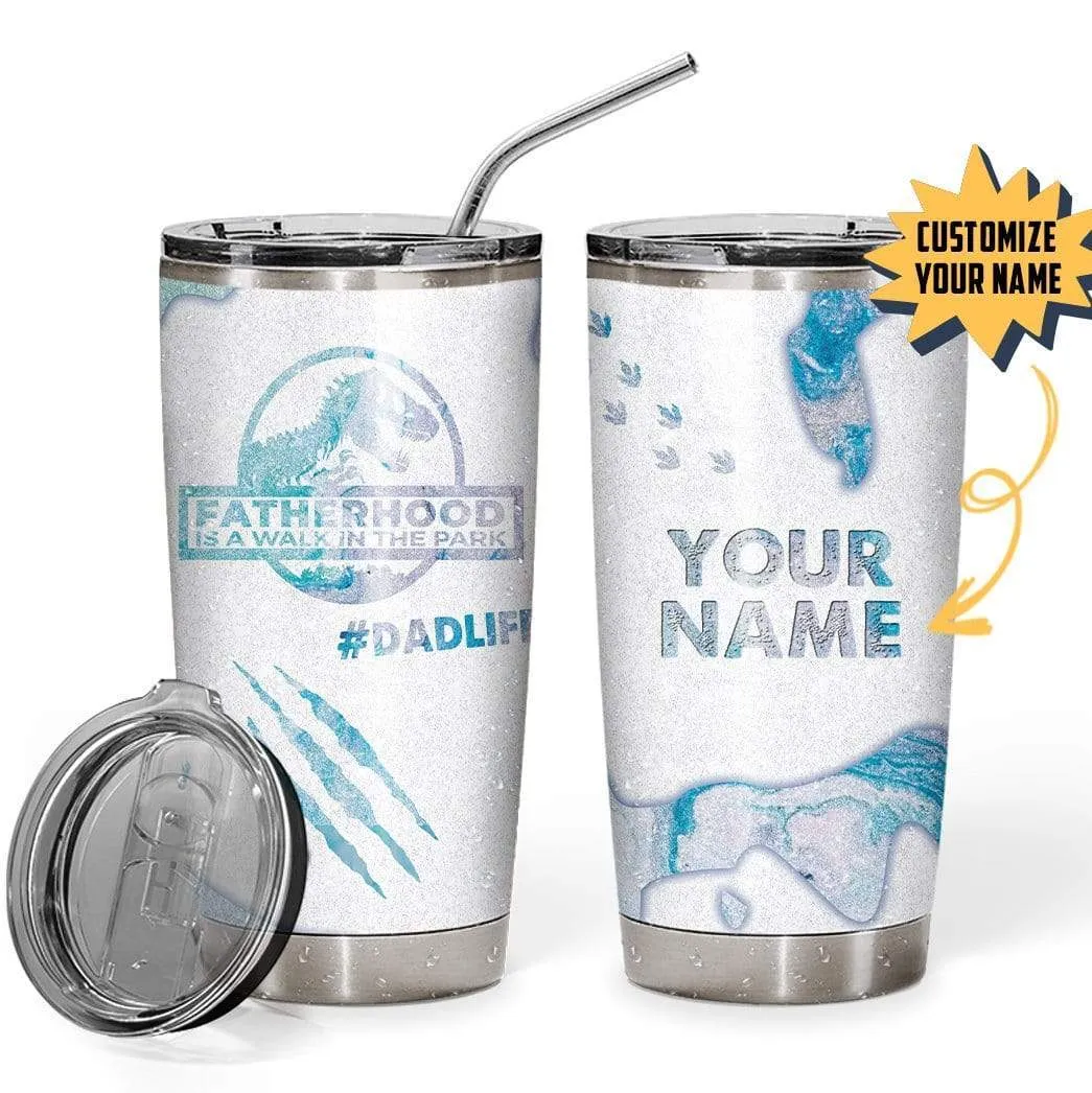 Gearhuman 3D Fatherhood Custom Name Design Vacuum Insulated Glitter Tumbler