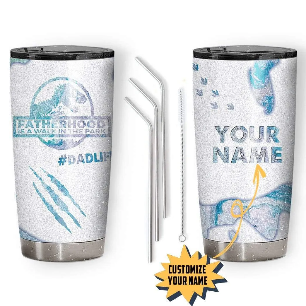 Gearhuman 3D Fatherhood Custom Name Design Vacuum Insulated Glitter Tumbler