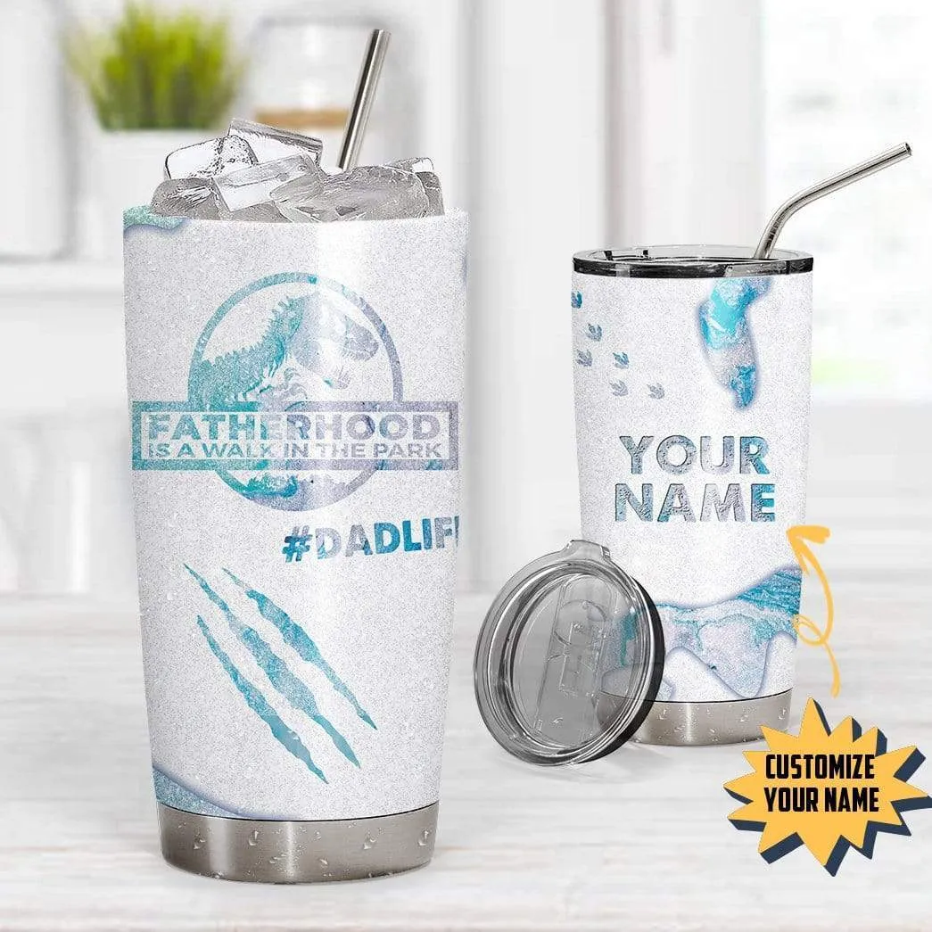 Gearhuman 3D Fatherhood Custom Name Design Vacuum Insulated Glitter Tumbler