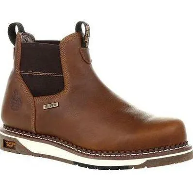 Georgia Men's Wedge Chelsea Soft Toe WP Wedge Work Boot - Brown - GB00352