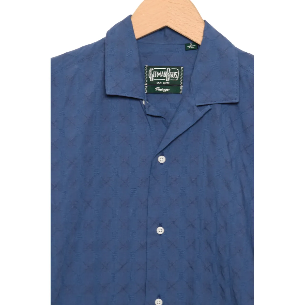 Gitman Brothers Vintage shortsleeve blue japanese ripple jacquard