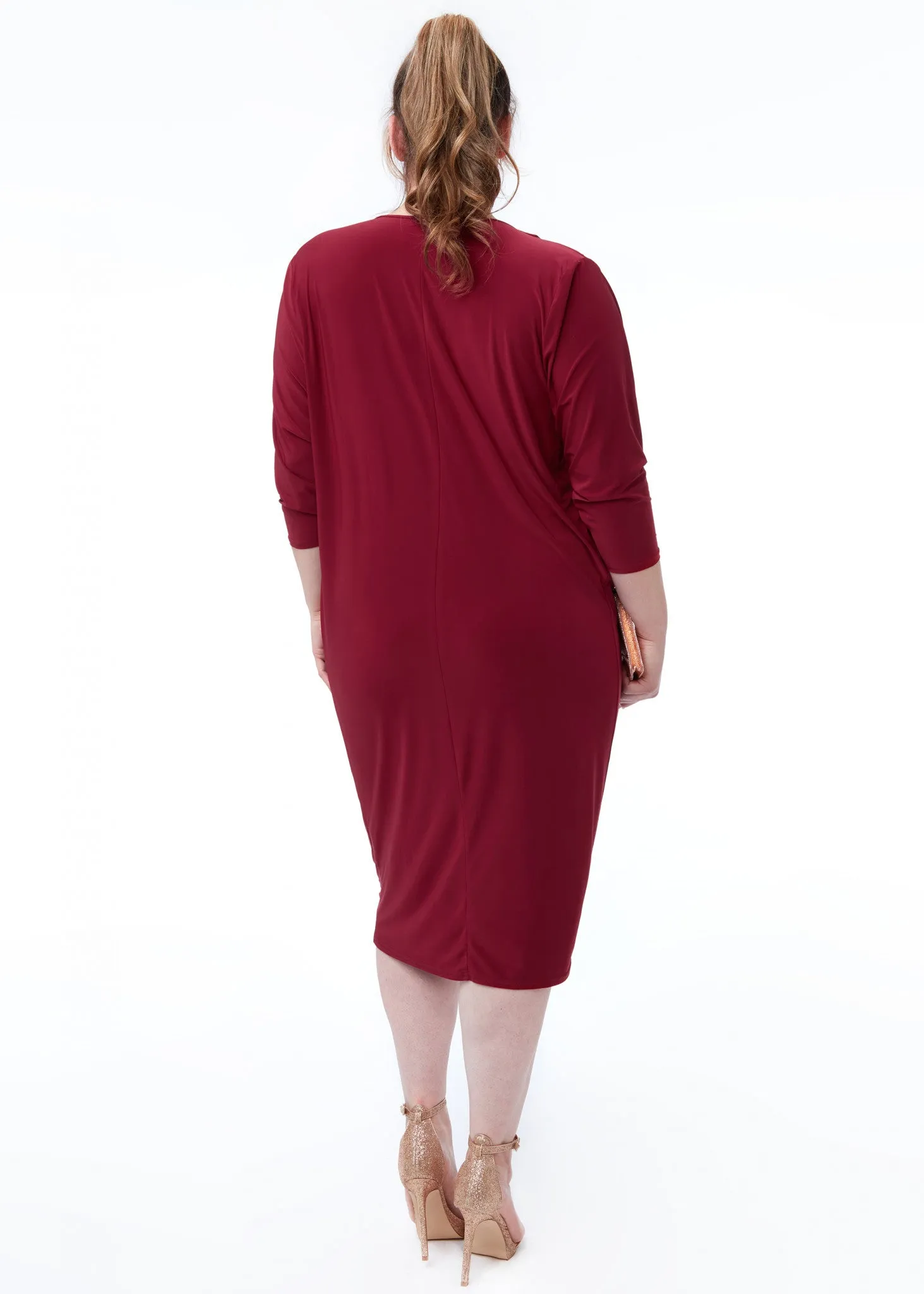 Goddiva Loose Fit Midi Dress With Asymmetric Neck