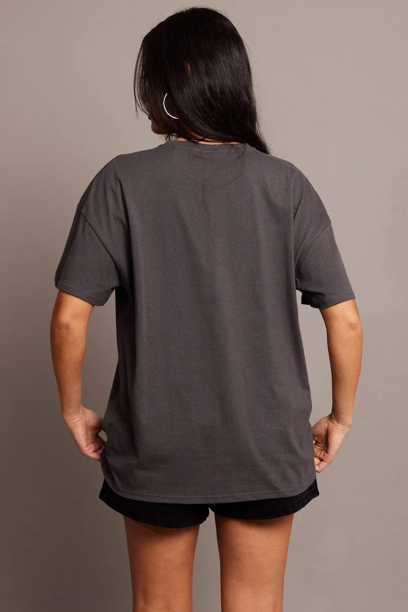 Grey Graphic Tee Short Sleeve