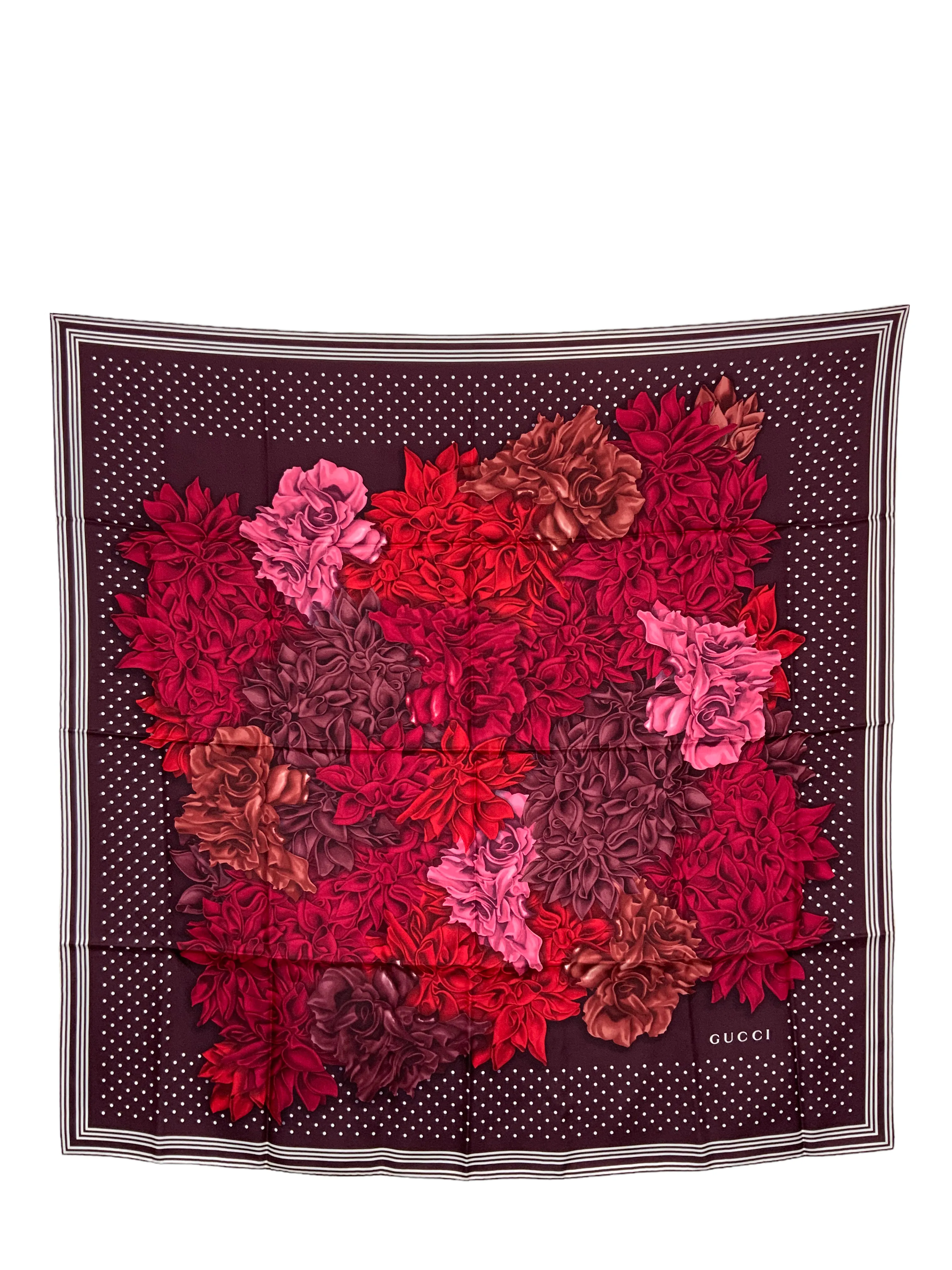 GUCCI Floral Roses Silk Scarf