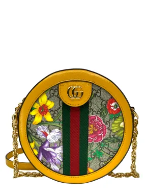 Gucci GG Supreme Flora Web Mini Ophidia Round Shoulder Bag NEW