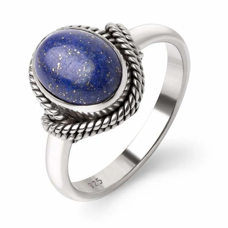 Hand Crafted Lapis Lazuli and Sterling Silver Cocktail Ring, "Lapis Majesty", Gift for her