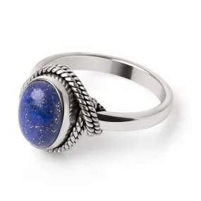 Hand Crafted Lapis Lazuli and Sterling Silver Cocktail Ring, "Lapis Majesty", Gift for her