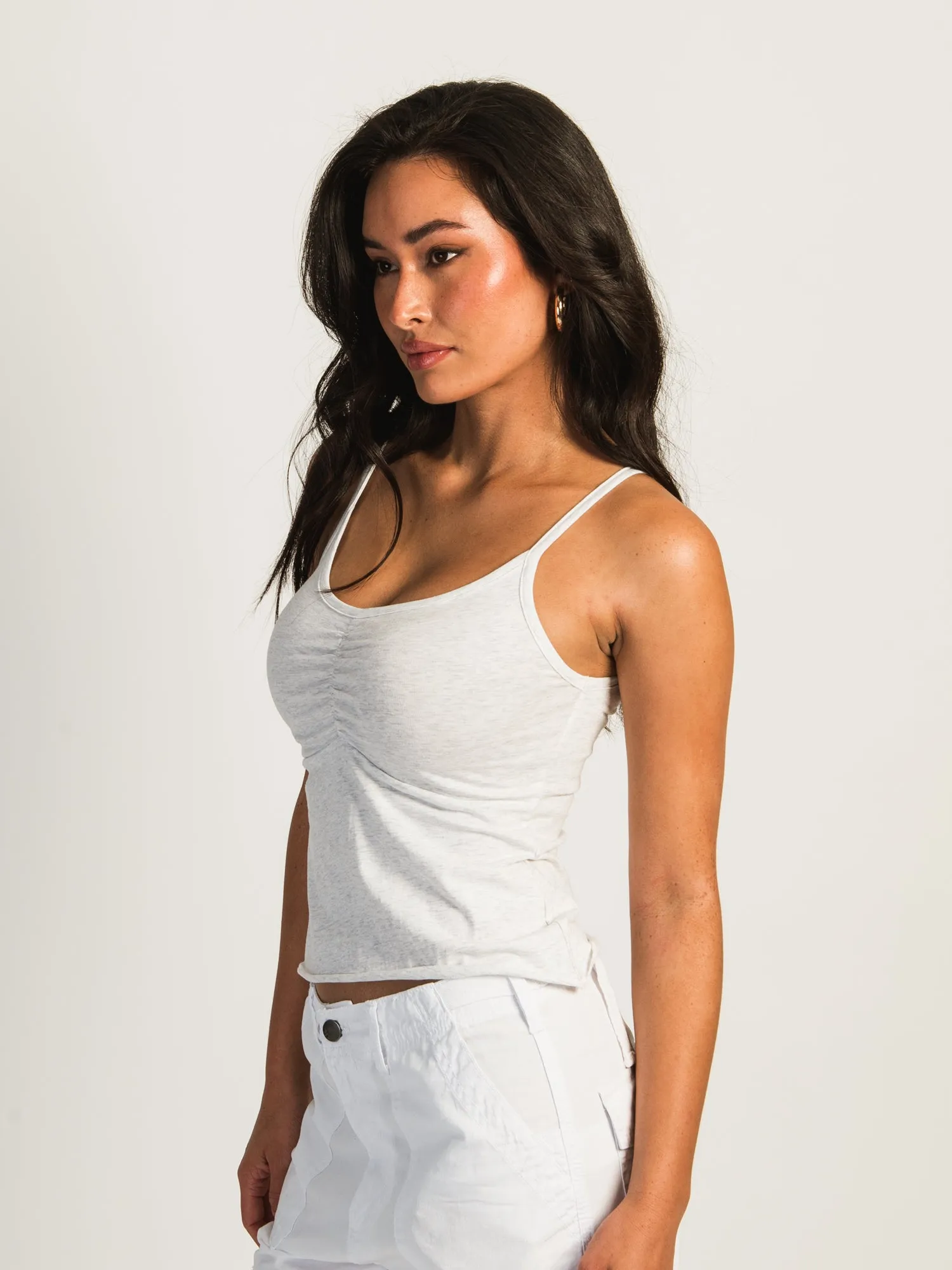 HARLOW ABBY MELANGE TANK - HEATHER CLOUD WHITE