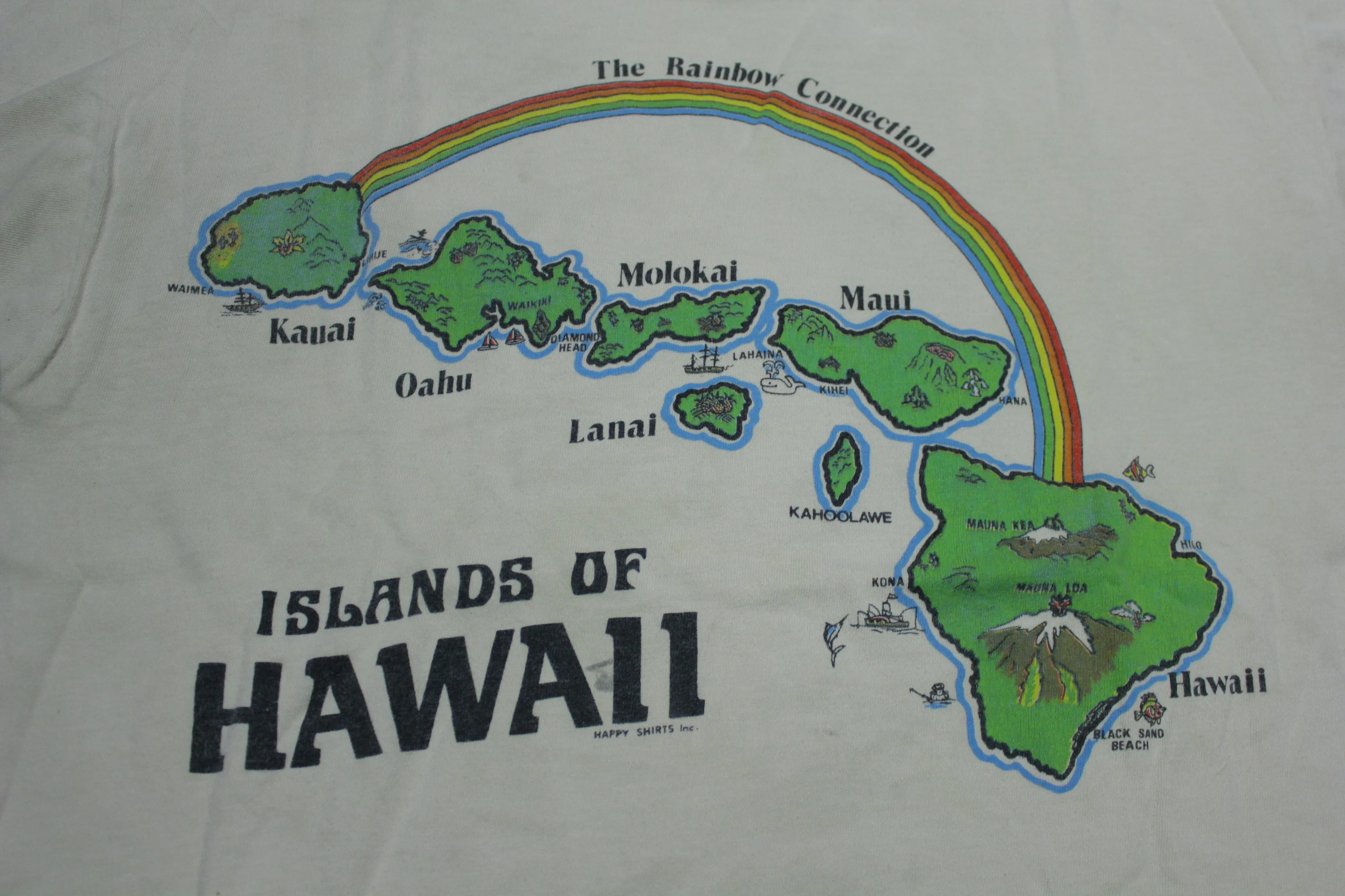 Hawaii Islands Rainbow Connection Vintage 80's Happy Shirt Single Stitch RN 20100 T-Shirt