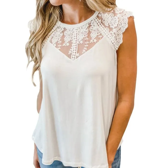 Illusion Neck Sleeveless Top