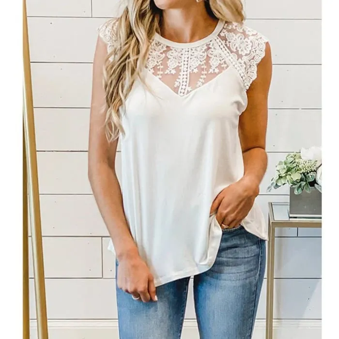 Illusion Neck Sleeveless Top