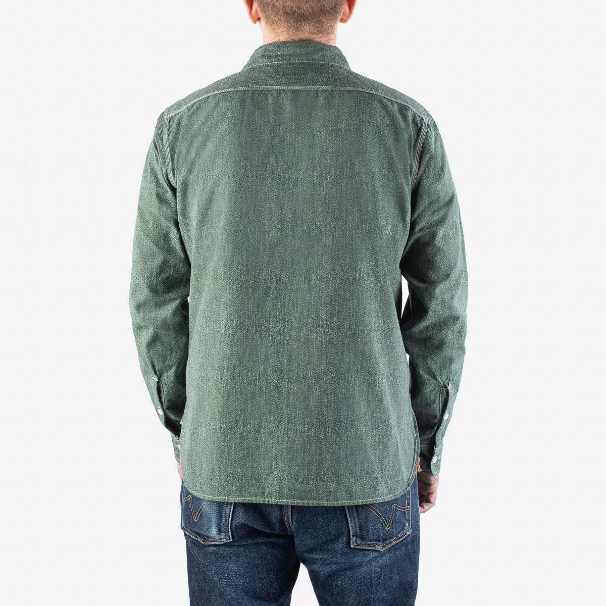 Iron Heart - 10oz Mock Twist Selvedge Chambray Work Shirt - Green