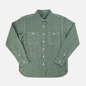 Iron Heart - 10oz Mock Twist Selvedge Chambray Work Shirt - Green