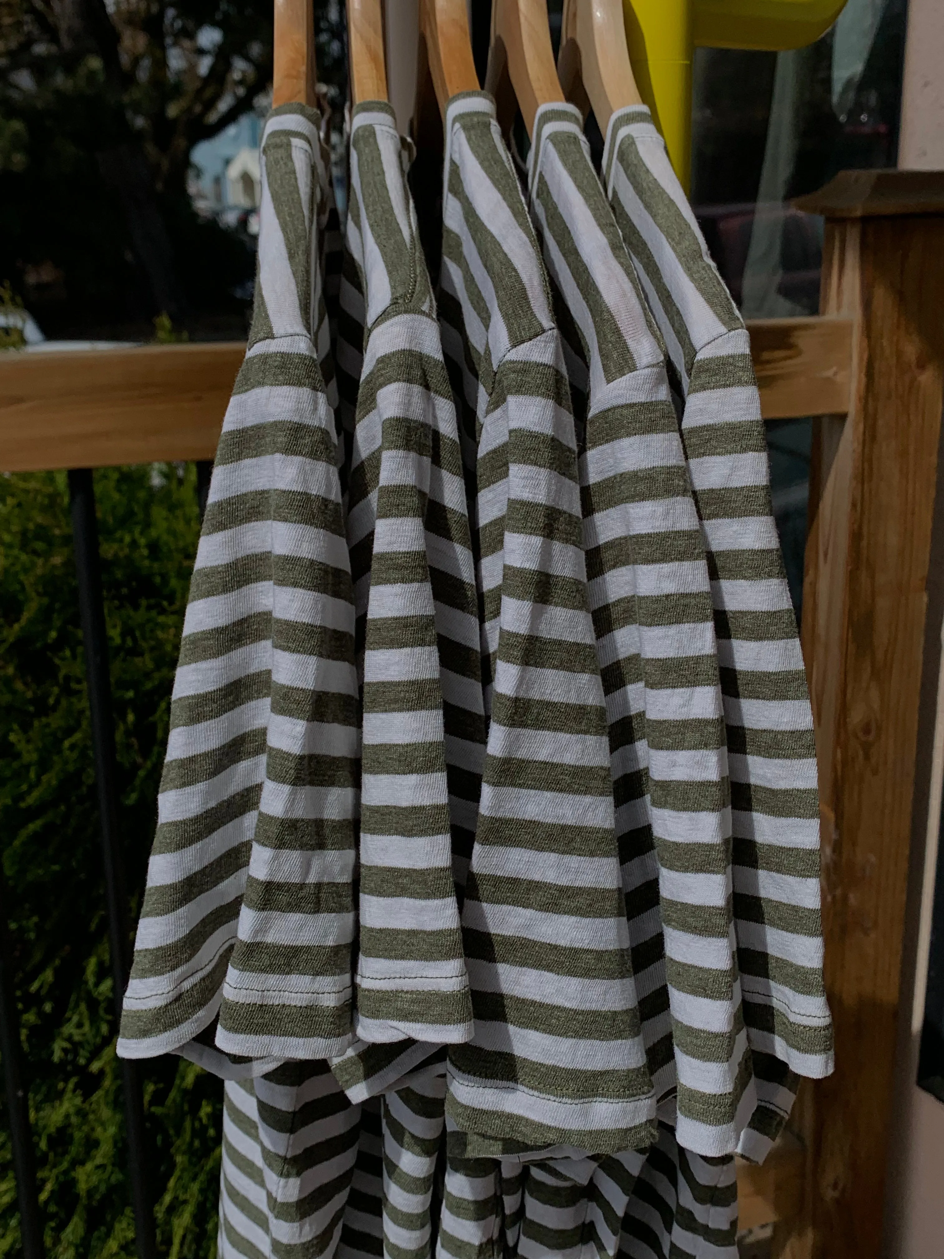 Jungmaven Jung Tee - Olive & White Stripe