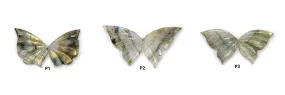 LABRADORITE Gemstone Carving : Natural Untreated Unheated Labradorite Gemstone Hand Carved Butterfly Pair (With Video)