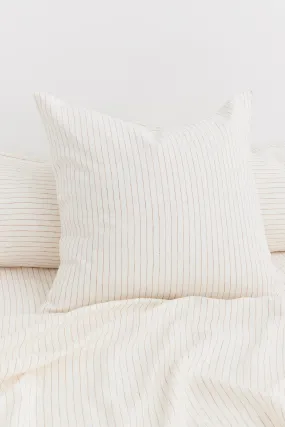 Linen European Pillow Case Tobacco Pinstripe