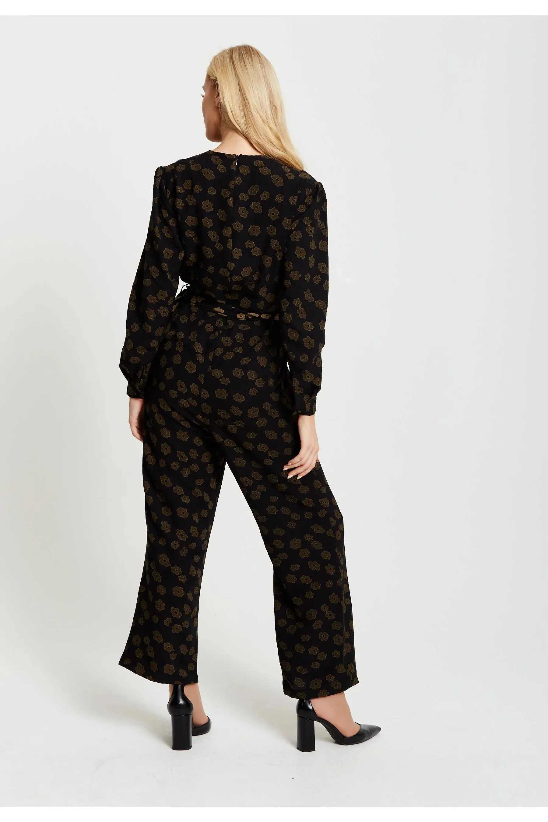 Liquorish Floral Jumpsuit In Black