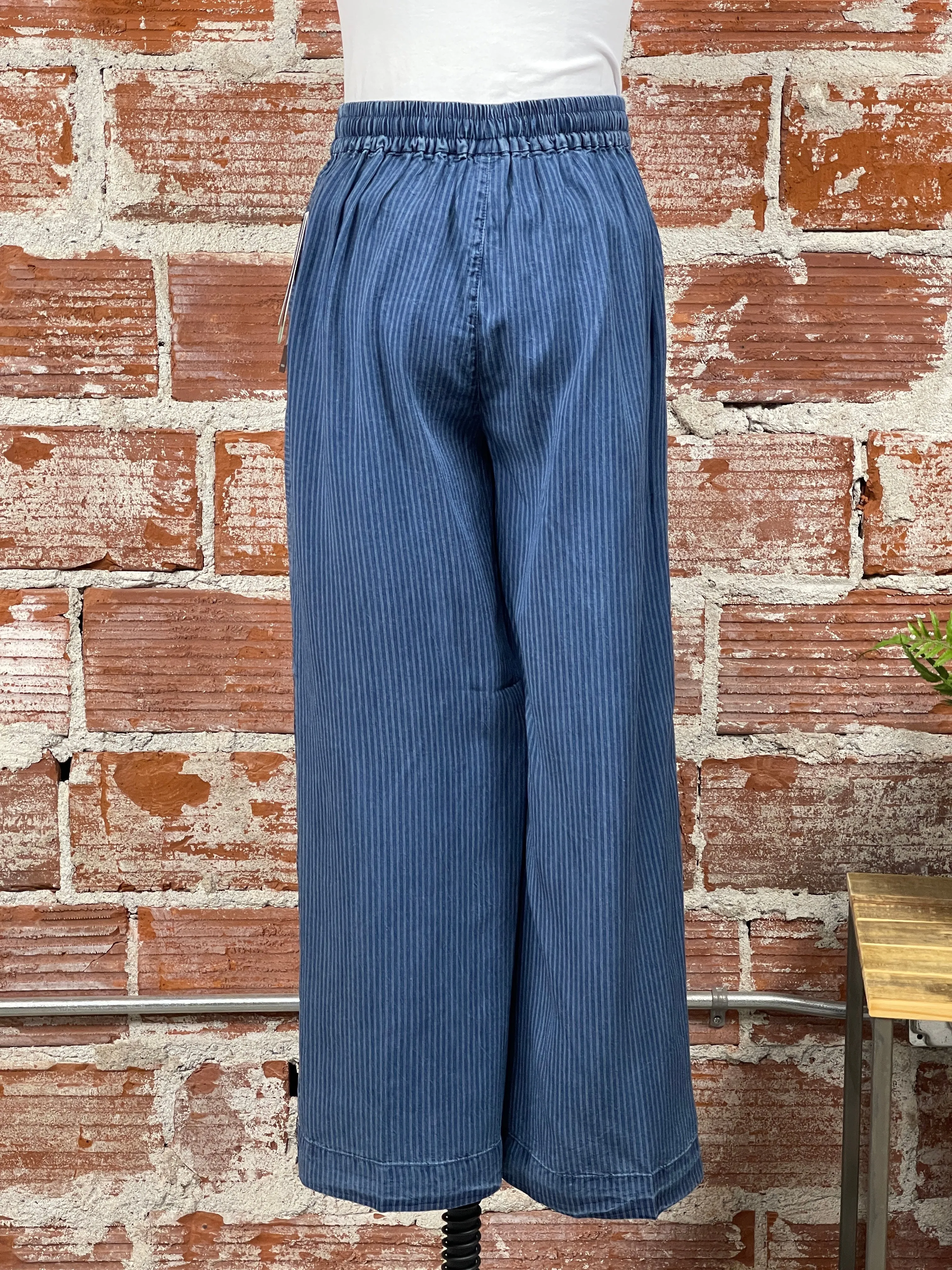 Liverpool Cullotte Pant in Indigo Stripe