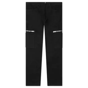 Loose Fit Pant w/ Cargo Pocket and Zip - Black