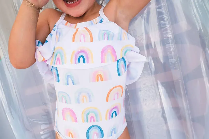 Makayla Swim in Watercolor Rainbow